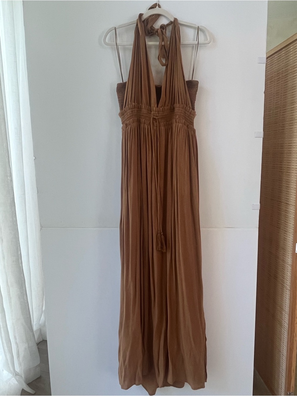 Sleeveless Halter Maxi Jumpsuit in Brown